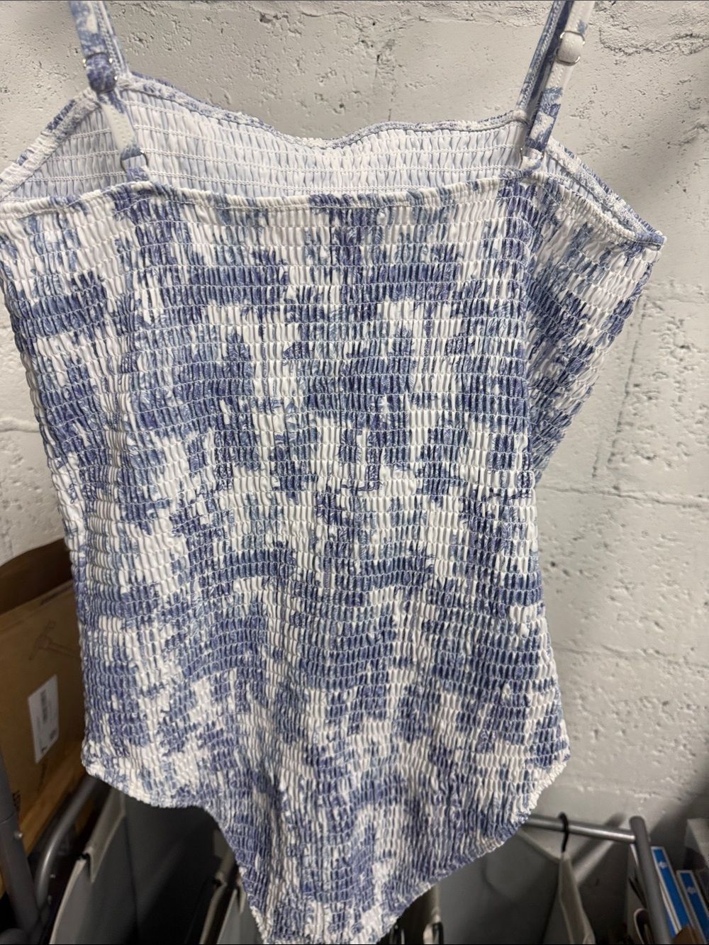 Blue & White Smocked Spaghetti-Strap One Piece - Nothing Fits But Size Xl - Nwot — image 4 of 4